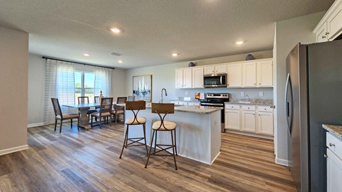 The open concept living area of Denton model home.