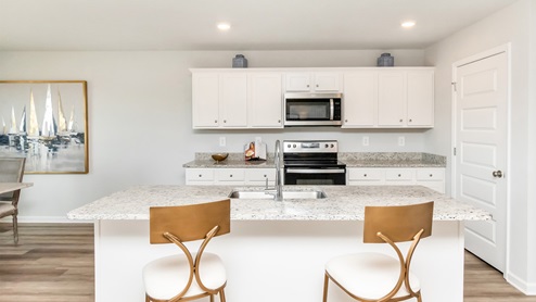 Up close to island in the kitchen.