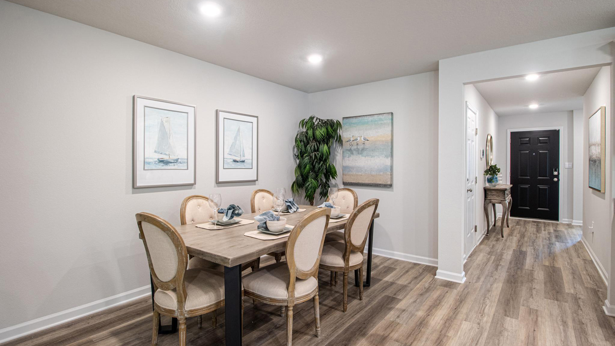 The dining room with views into the foyer.
