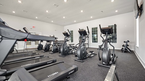 The gym at Rossfield by D.R. Horton.