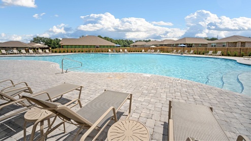Poolside oasis in D.R. Horton Rossfield community.
