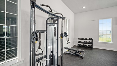 Weights in the gym at Rossfield clubhouse.
