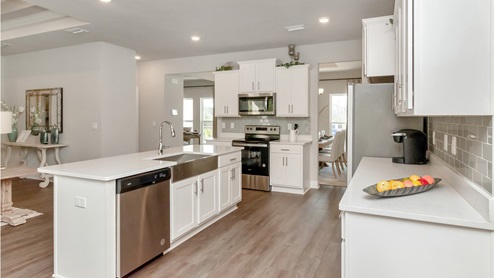 Shot of the island inside the kitchen.