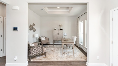 Hallway view of the front office room inside the Hamilton Ridge model.