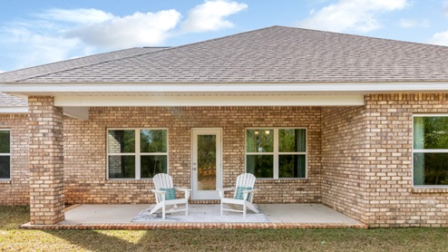 View of the back patio set up at the Katherine floorplan.