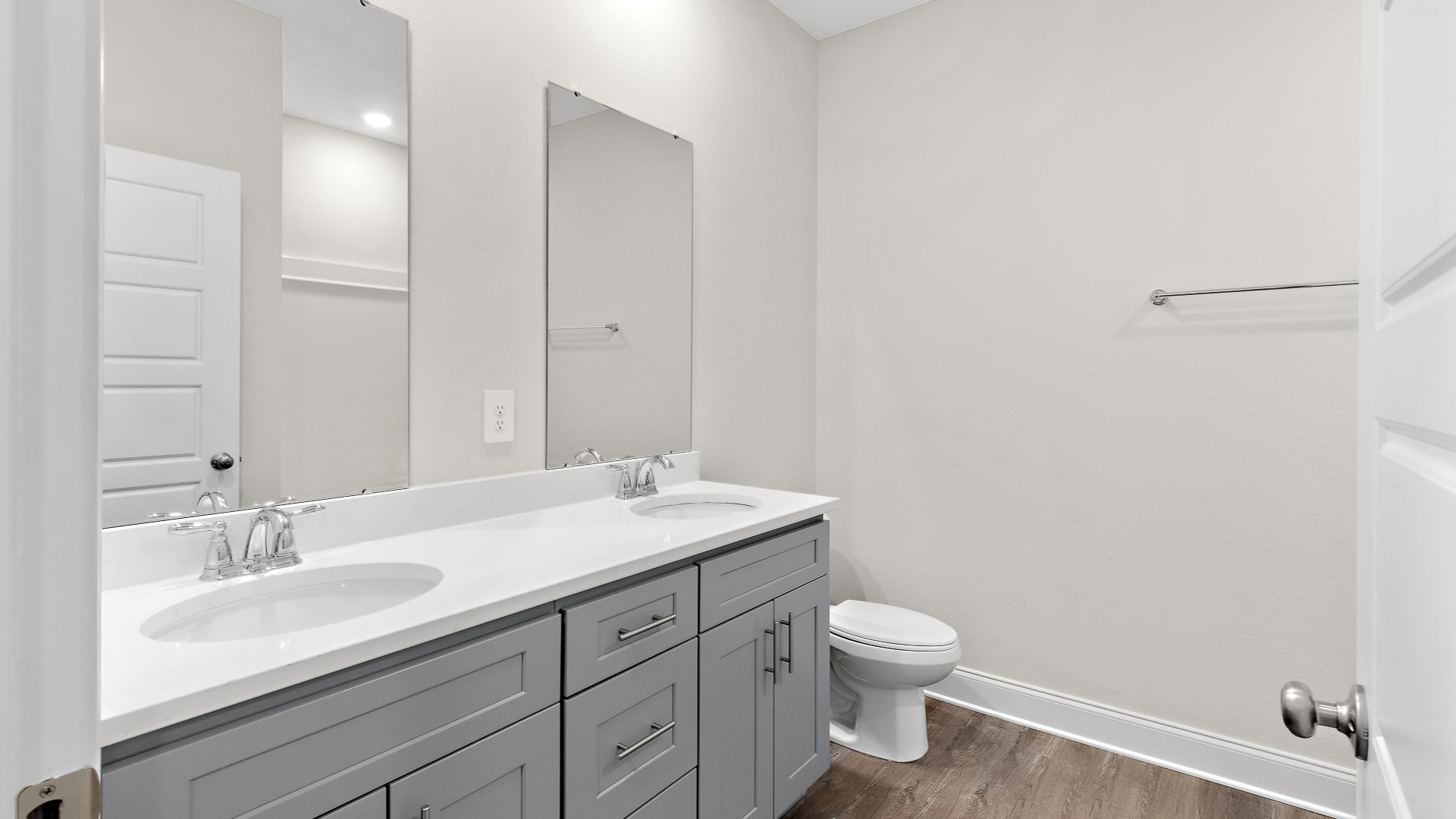 Bright and welcoming hallway bathroom