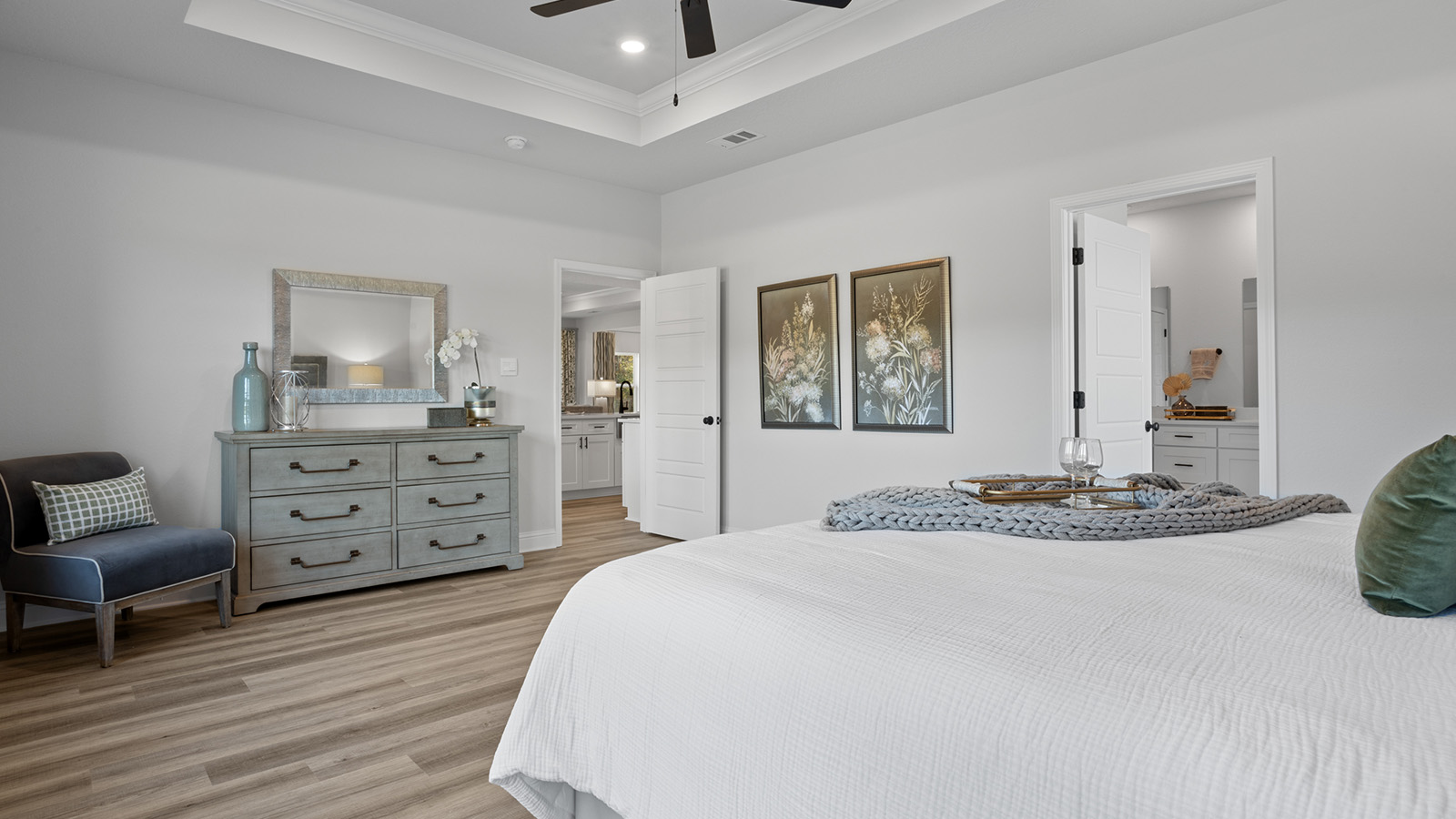 Spacious primary bedroom inside the Camden.