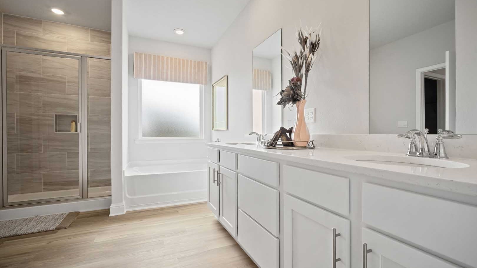 Primary bathtub with shower and tub