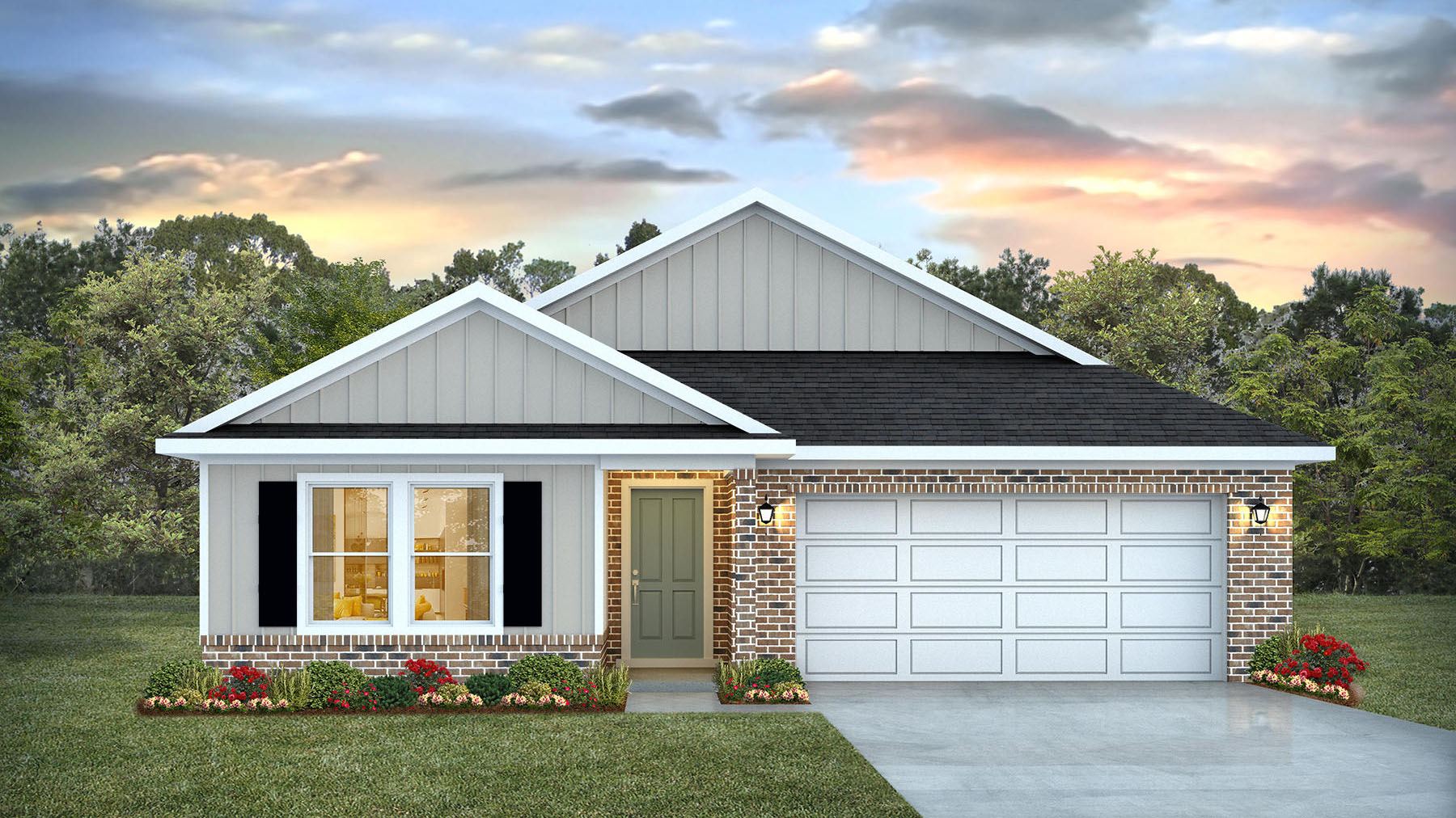 The Lakeside B11 front elevation of the home at Valor Ridge.