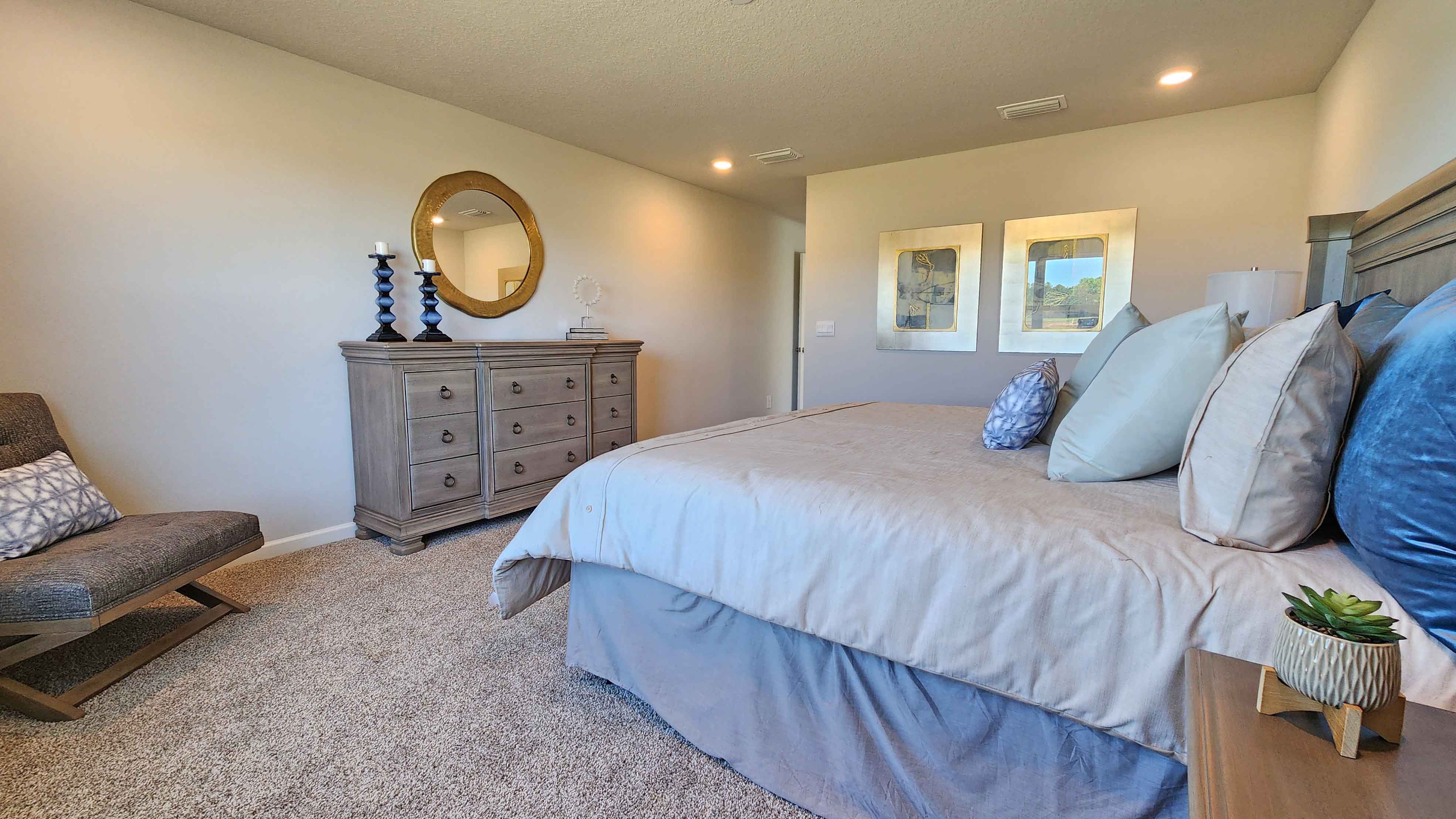 The Denton primary bedroom at Valor Ridge.