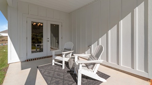 Display of the peaceful back porch at The Dover in Hawkins Manor.