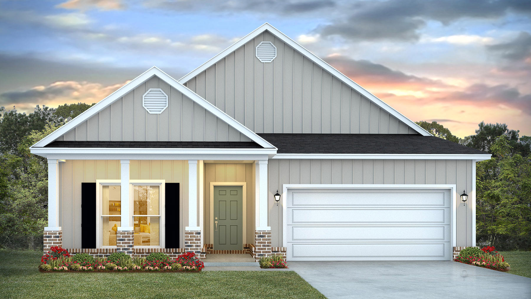 The Bristol C9 front elevation of the home at Hawkins Manor.