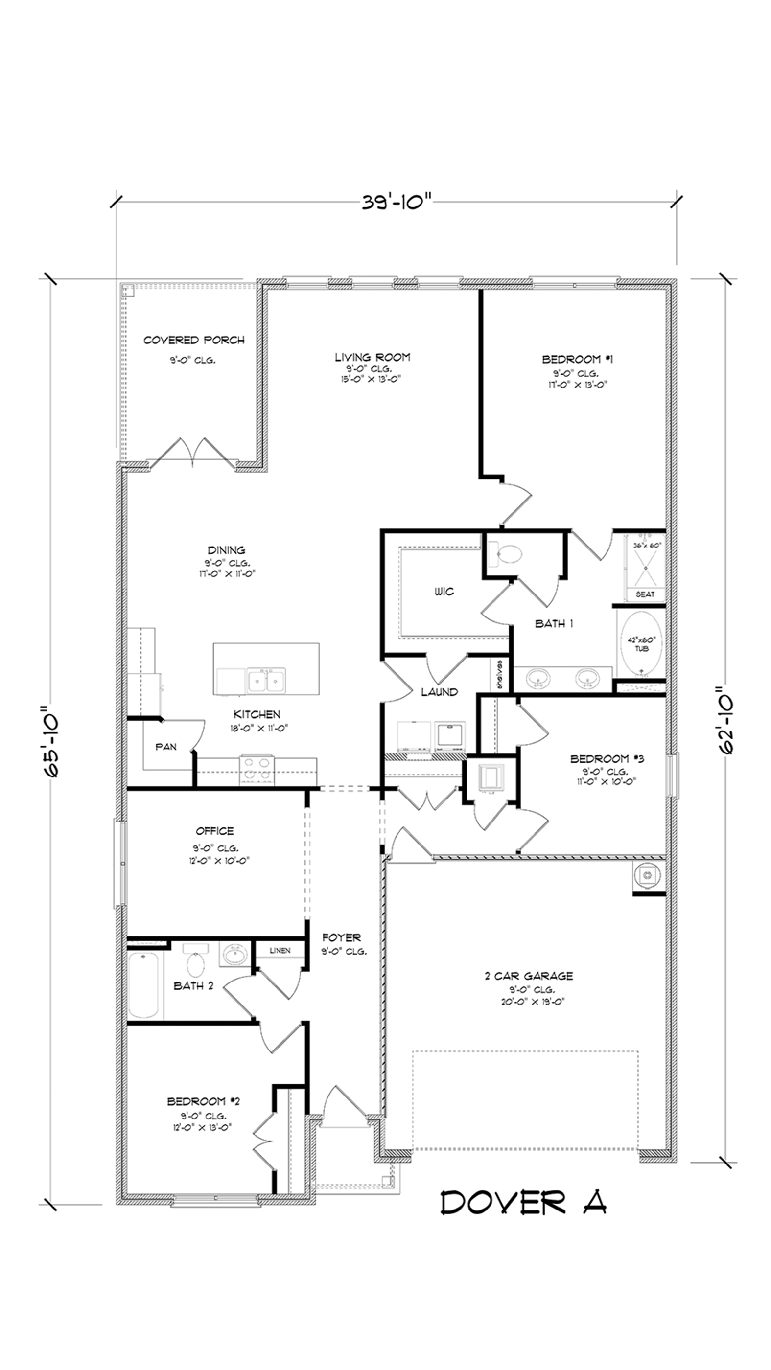 The Dover A front entry floorplan.