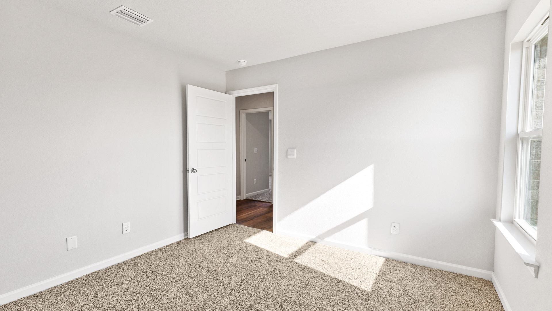 New construction D.R. Horton guest bedroom with lots of natural light in Palmer Woods.