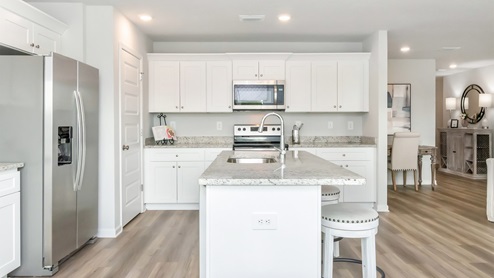 View of stand alone kitchen island