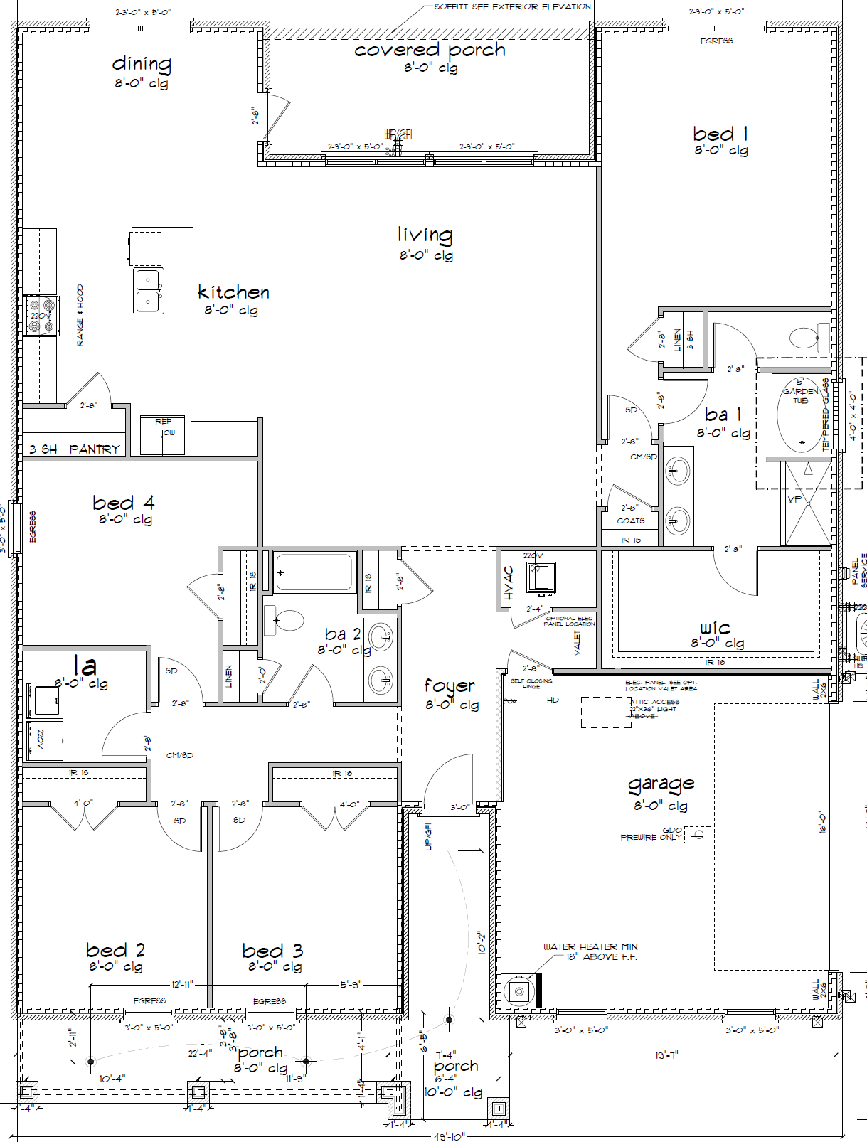 The Denton H Side Entry Floorplan
