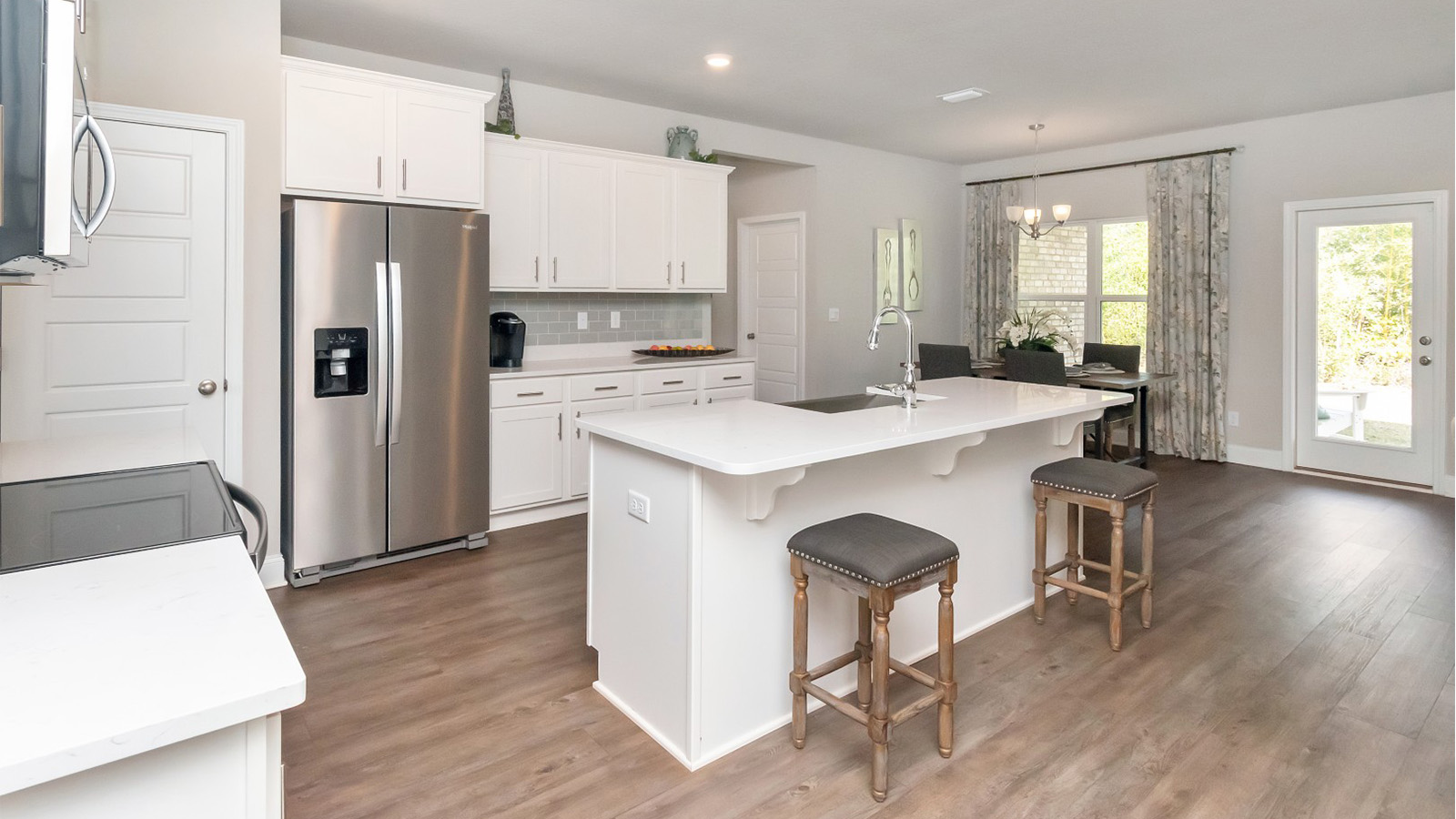 Spacious kitchen connected to main area