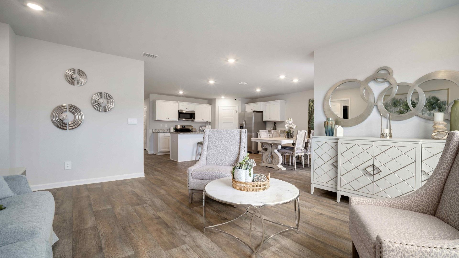 Open concept living and kitchen area