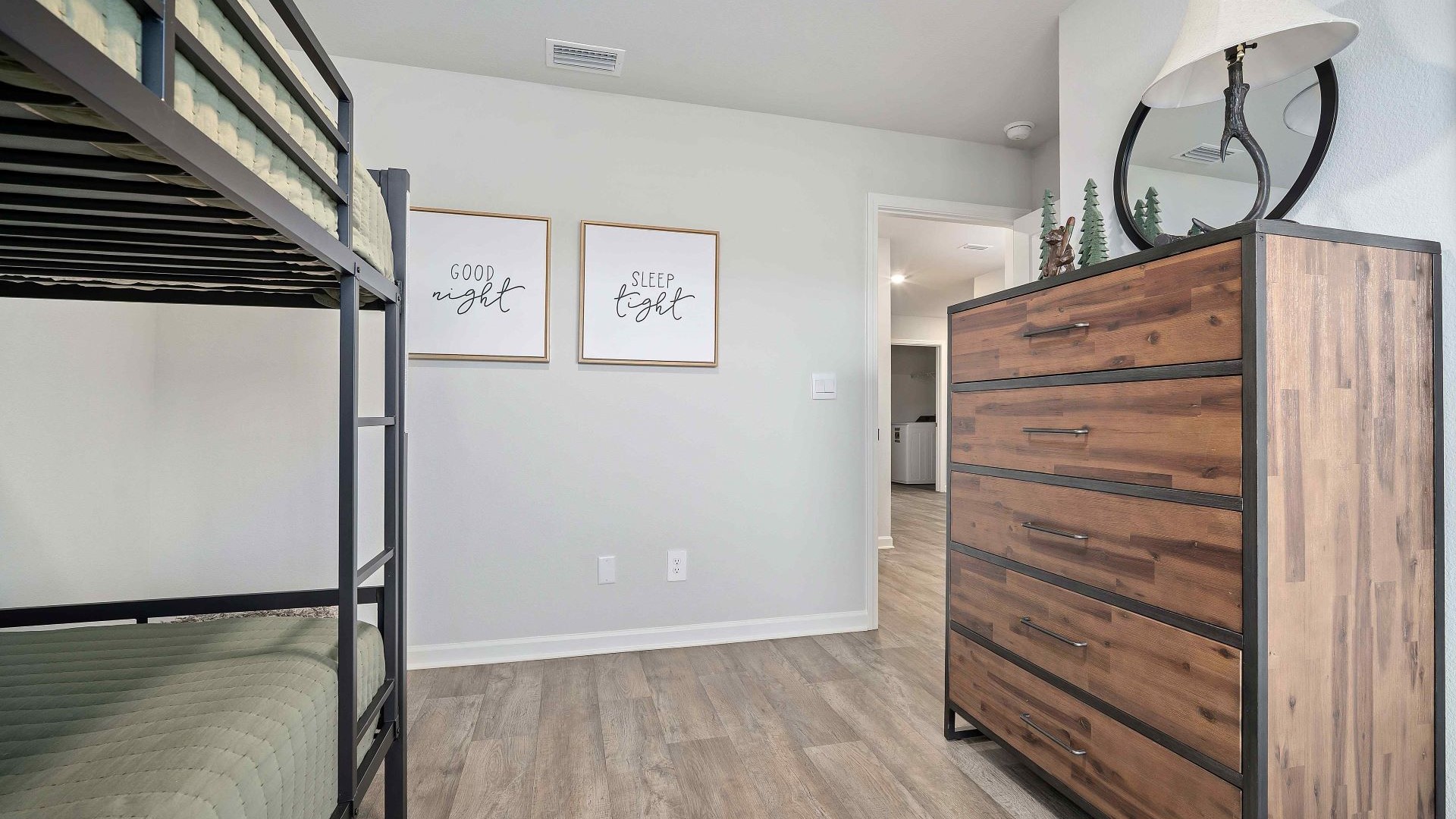 Large children's bedroom with bunk beds