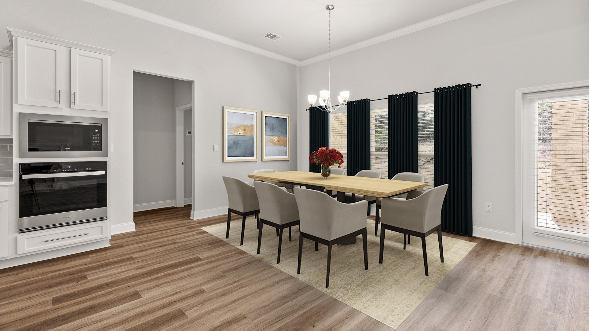 Spacious and welcoming breakfast nook.