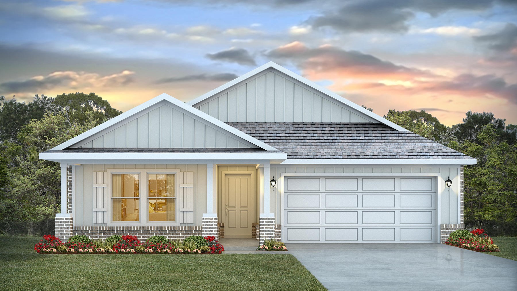 Lakeside new home exterior.