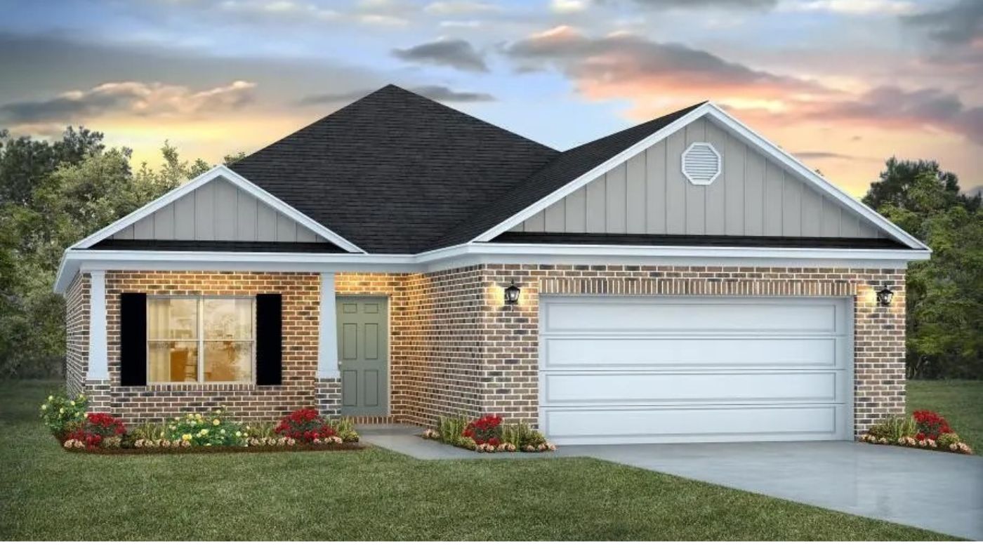 Isabella A4 floor plan with brick exterior - one story home in Biltmore at Stonebridge