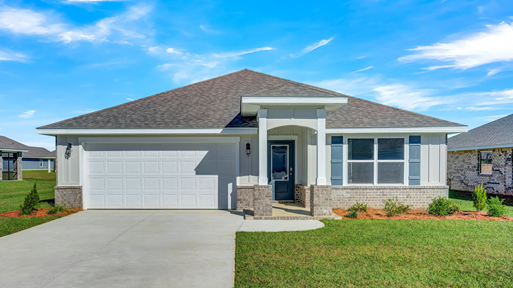 Single-story home with a two-car garage.