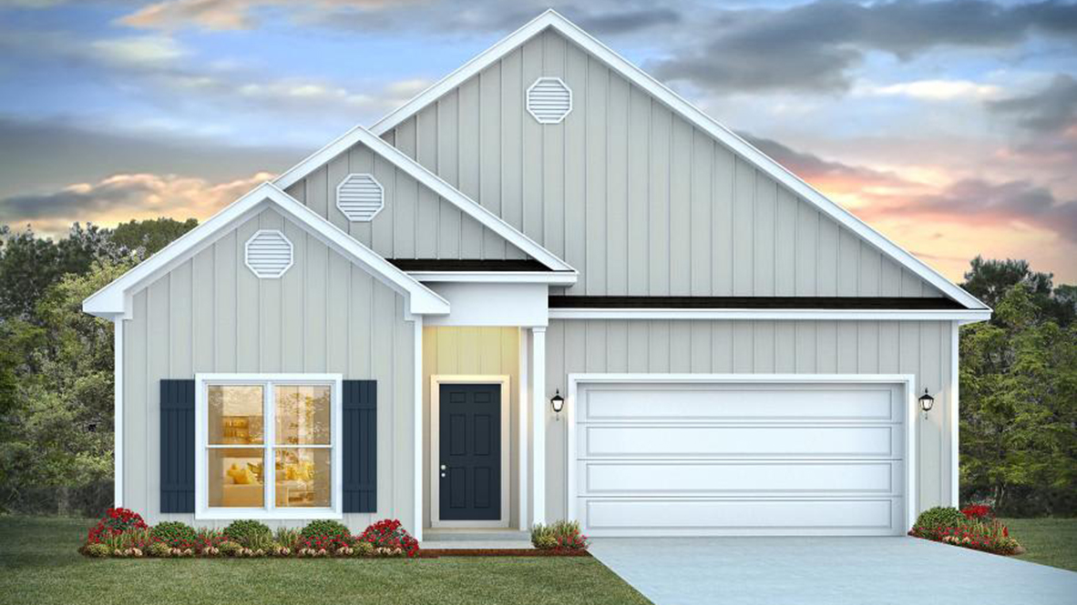 Exterior shot of Elevation A with white exterior