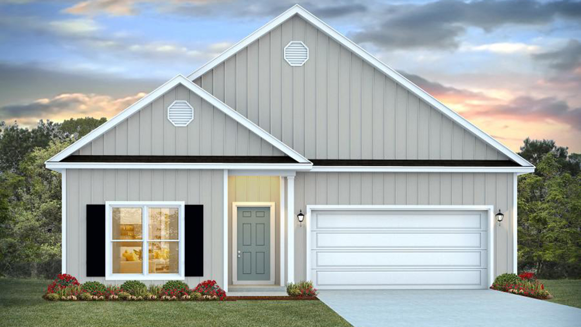 Exterior shot of Elevation B with white exterior