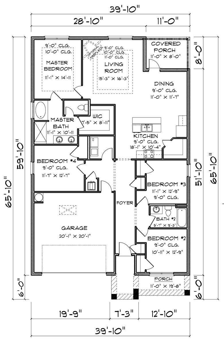 Exterior shot of elevation d rendering