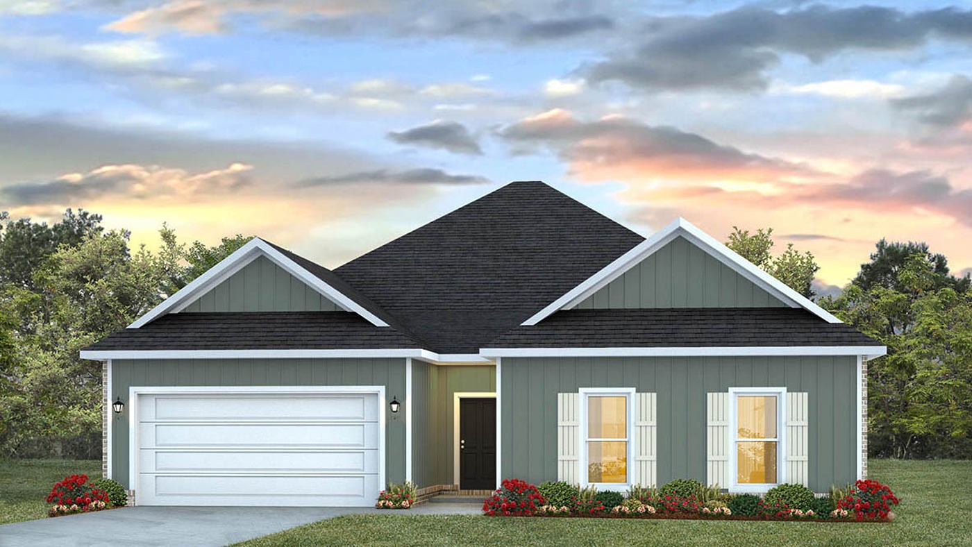 Single-story home with garage.