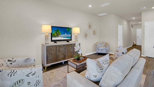 Interior of brand new decorated townhome.