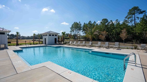 Side view of community pool.