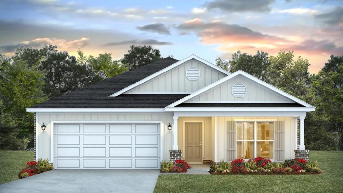 Single-story home with garage.