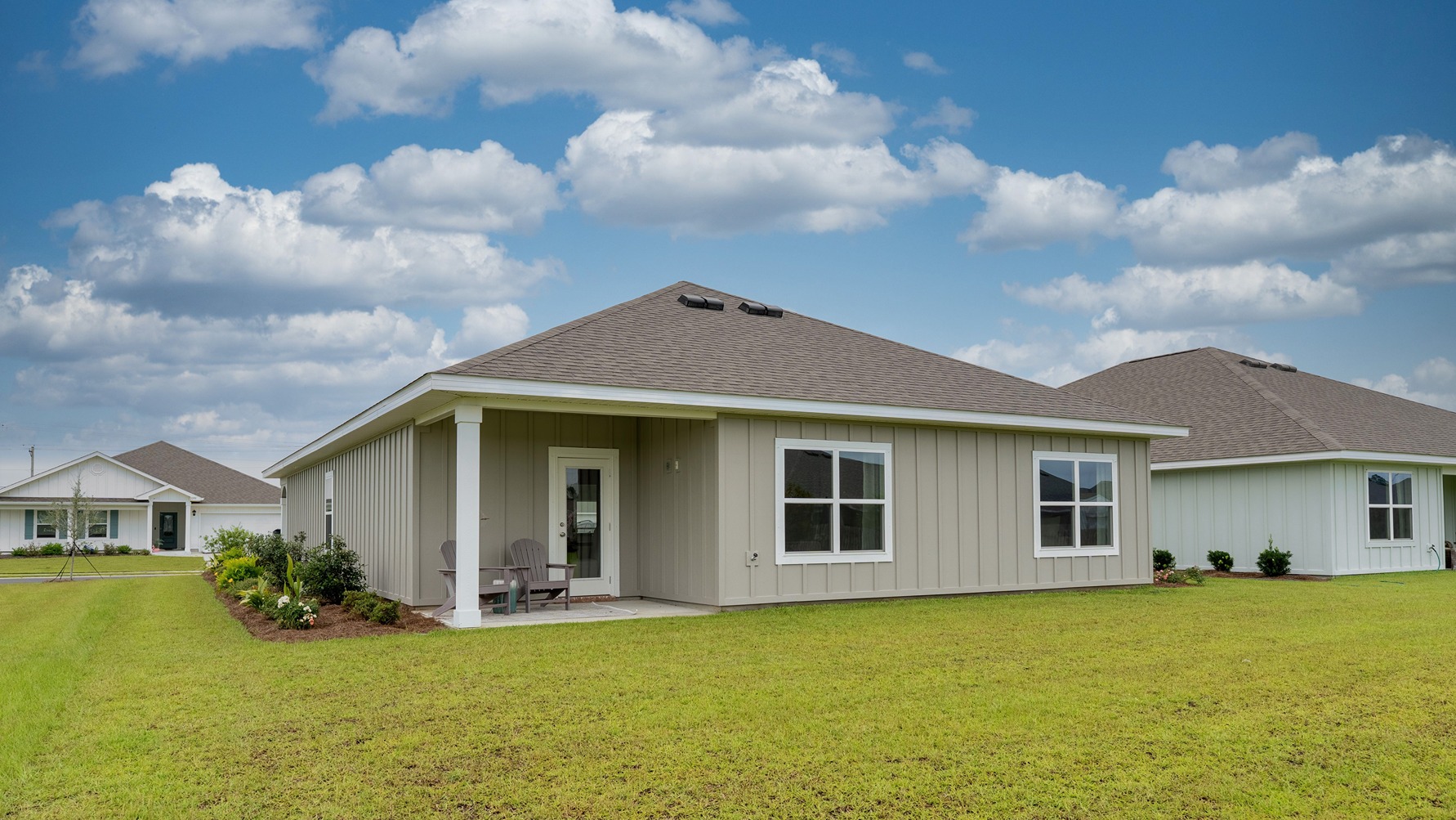 Covered back porch and back exterior