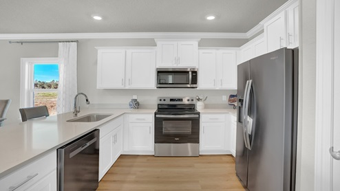 New model home with decorated interior.
