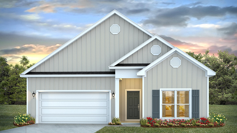 One-story home with a two-car garage.