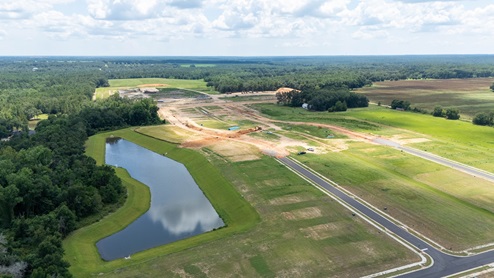 Aerial drone footage of upcoming community in Silverhill.