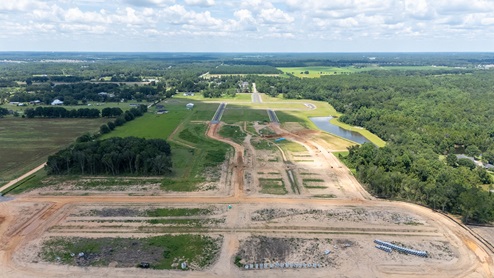 Aerial drone footage of upcoming community in Silverhill.