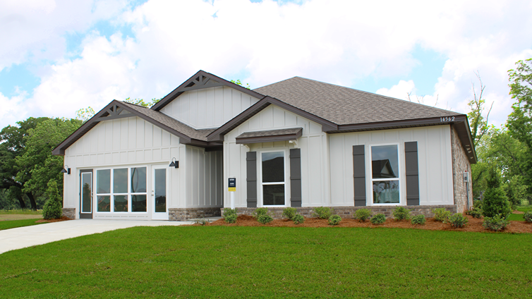 Single-story home with a two-car garage.