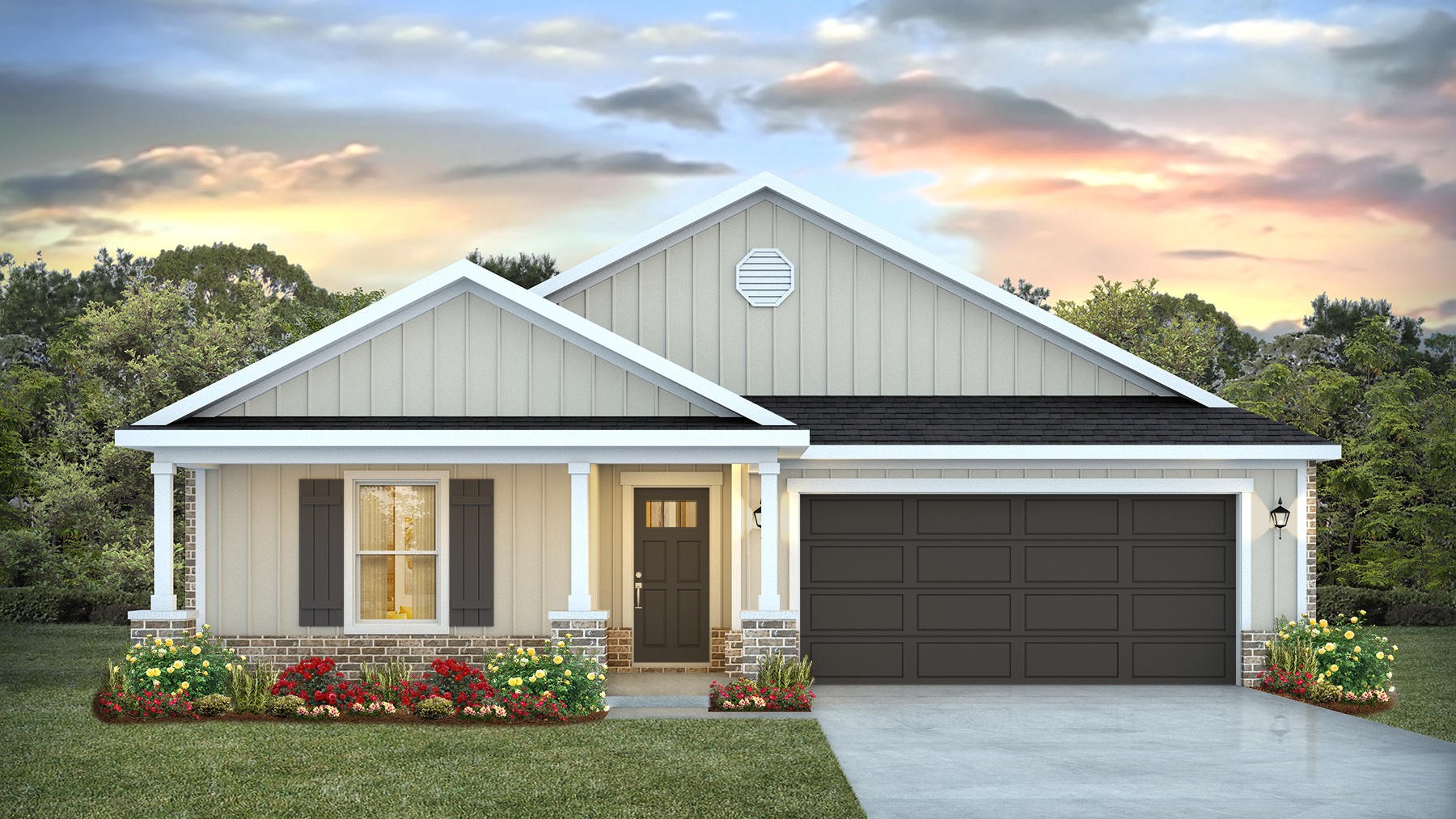 New home rendering of the Kelly floorplan's exterior.