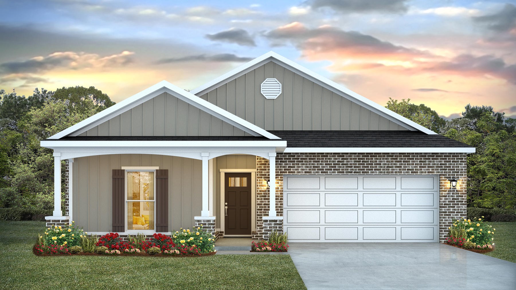 New home rendering of the Kelly floorplan's exterior.