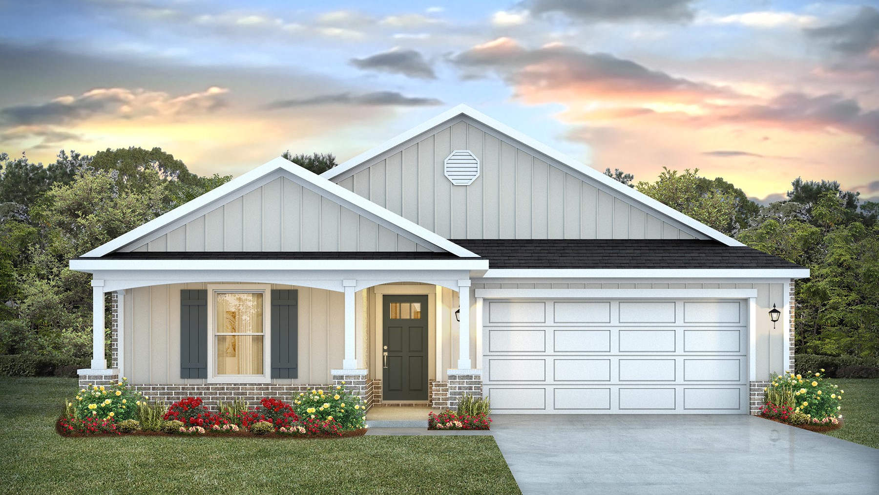 New home rendering of the Kelly floorplan's exterior.