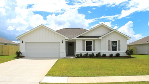 Single-story home with garage.