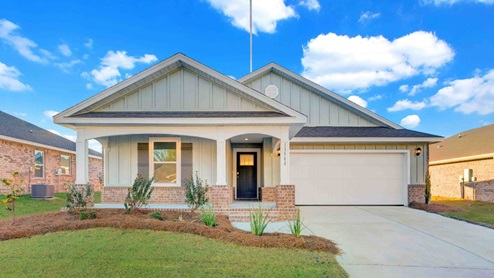 Kelly new home exterior with garage.