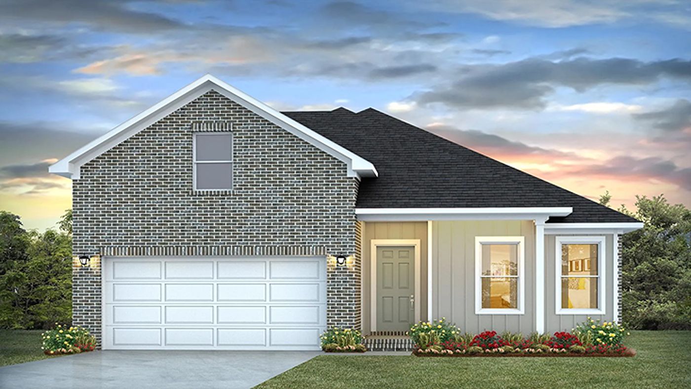 Brick home with Hardie accents, nice porch and garage.