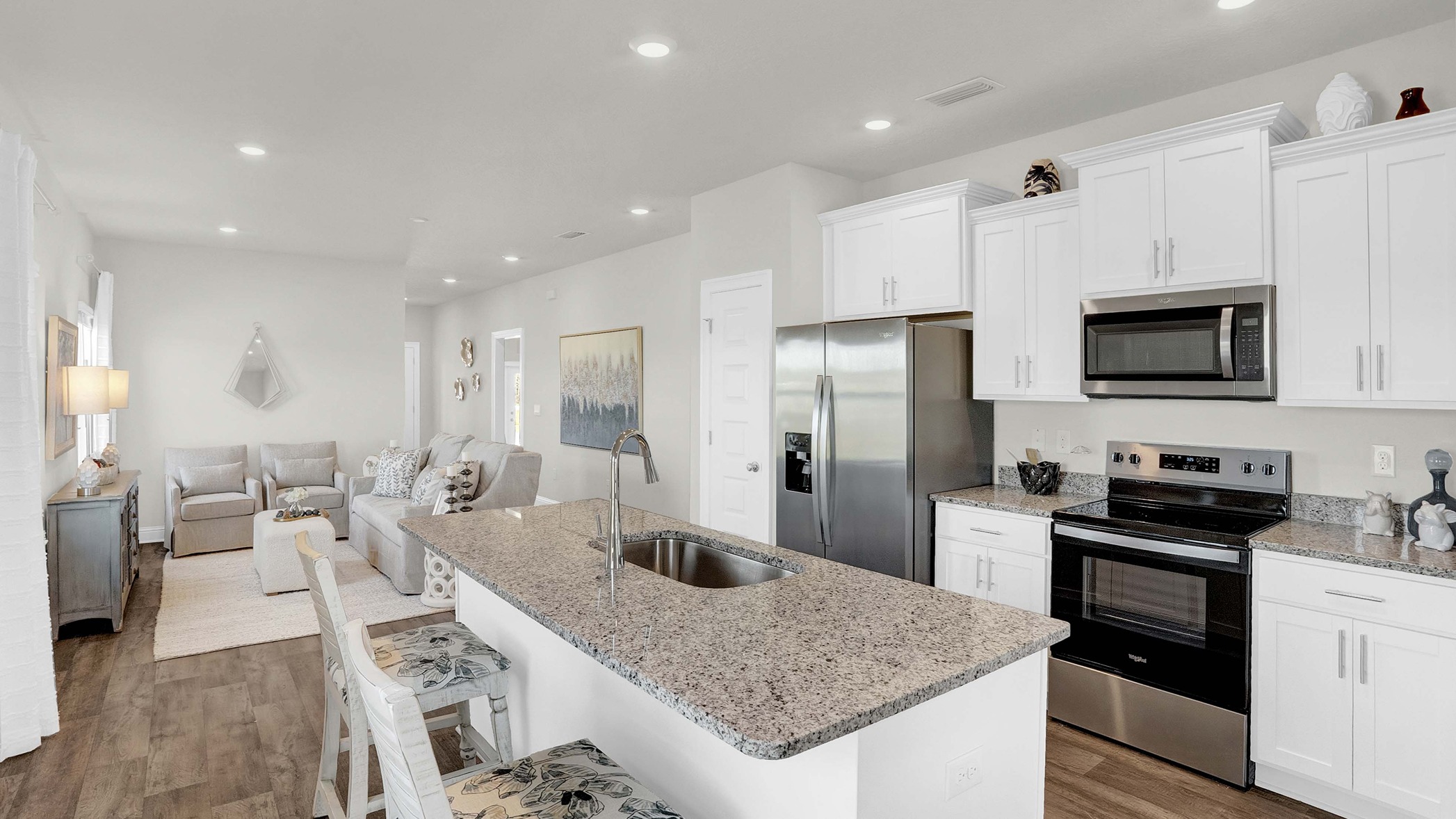 Open concept great room of Julia floorplan.