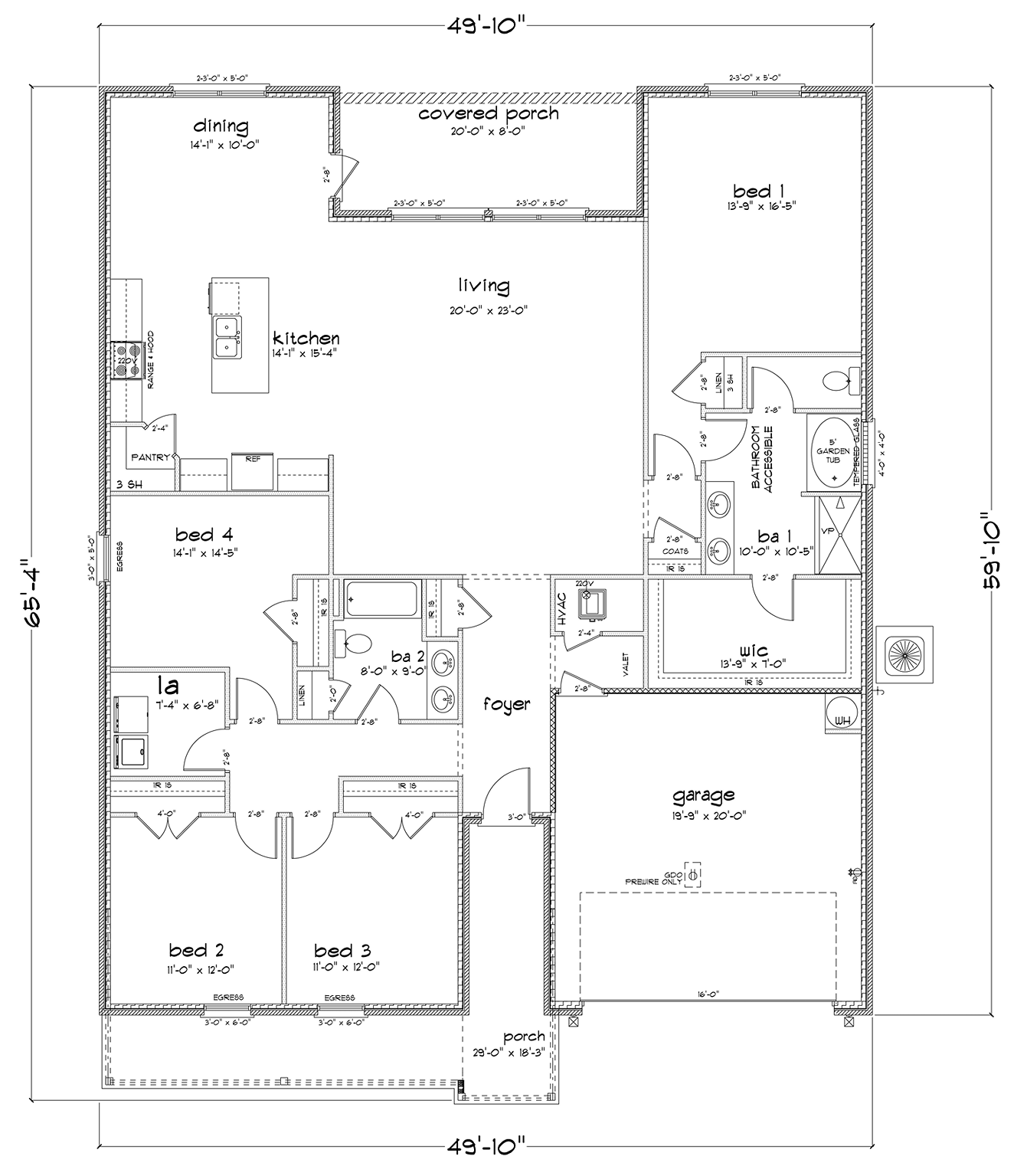 Open concept Denton floorplan featuring 4 bedrooms, 2 bathrooms, and a 2-car garage.