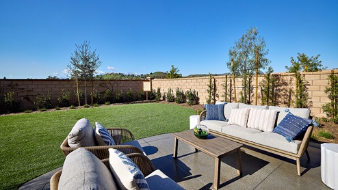 Spacious backyard with patio area and turf