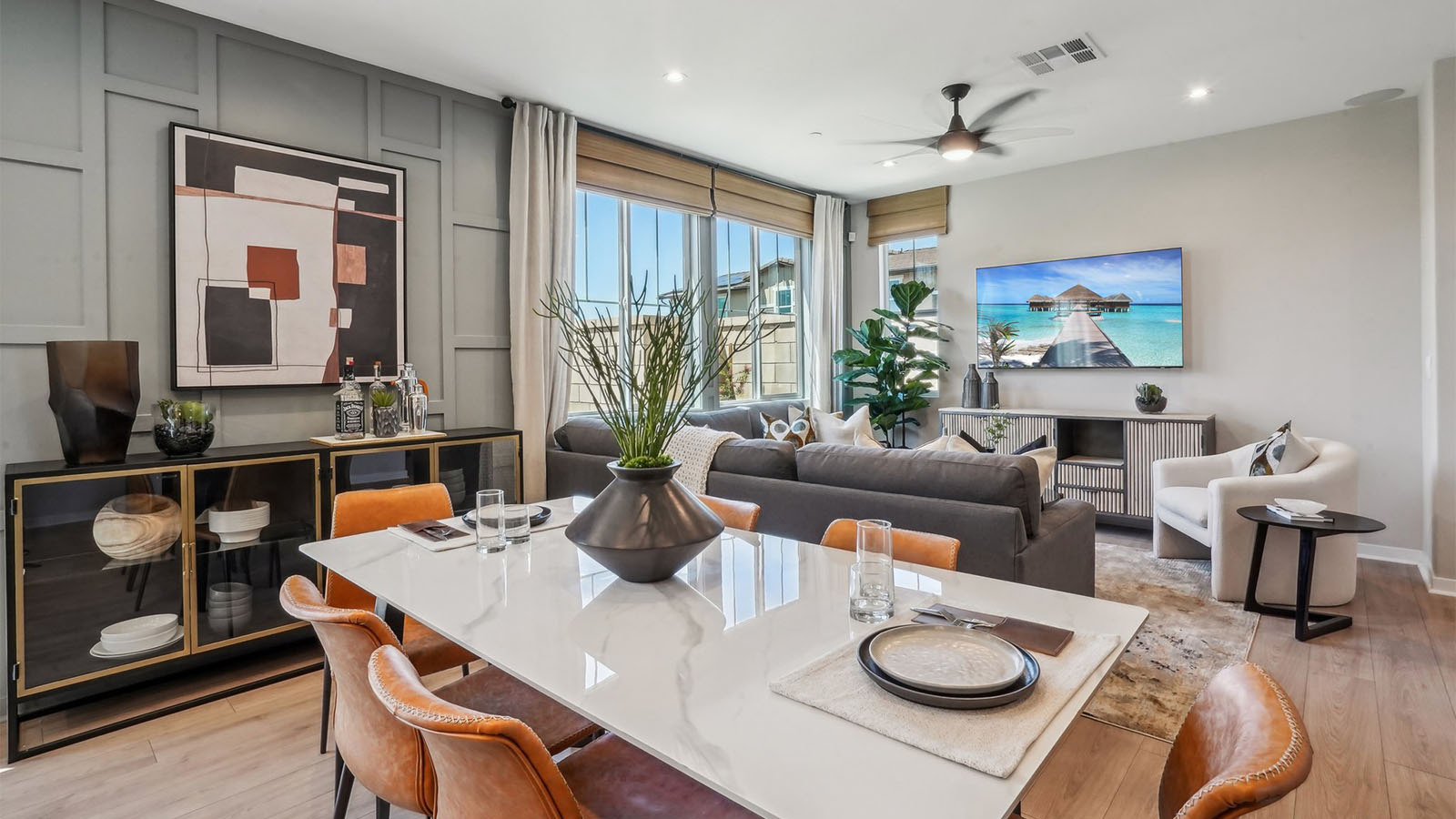 Open-concept kitchen and dining room